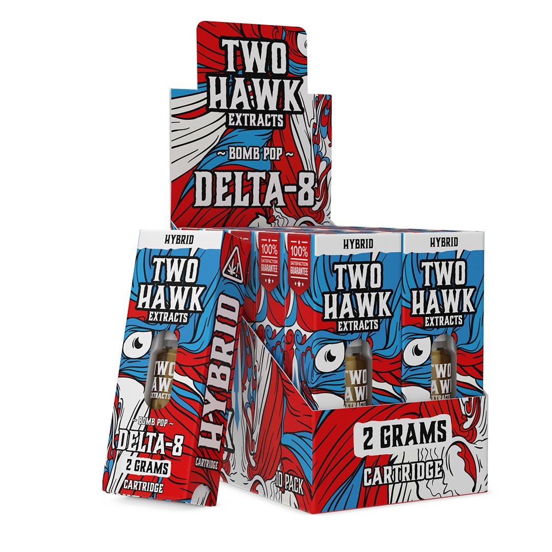 Bomb Pop (hybrid) - Delta-8 - 2 GRAM - Cartridge Single box & Open 10 pack - Two Hawk Extracts