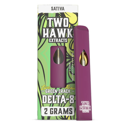 DELTA-8 'LIVE RESIN' DISPOSABLE VAPE PEN - GREEN CRACK - 2 GRAM - Two Hawk Extracts