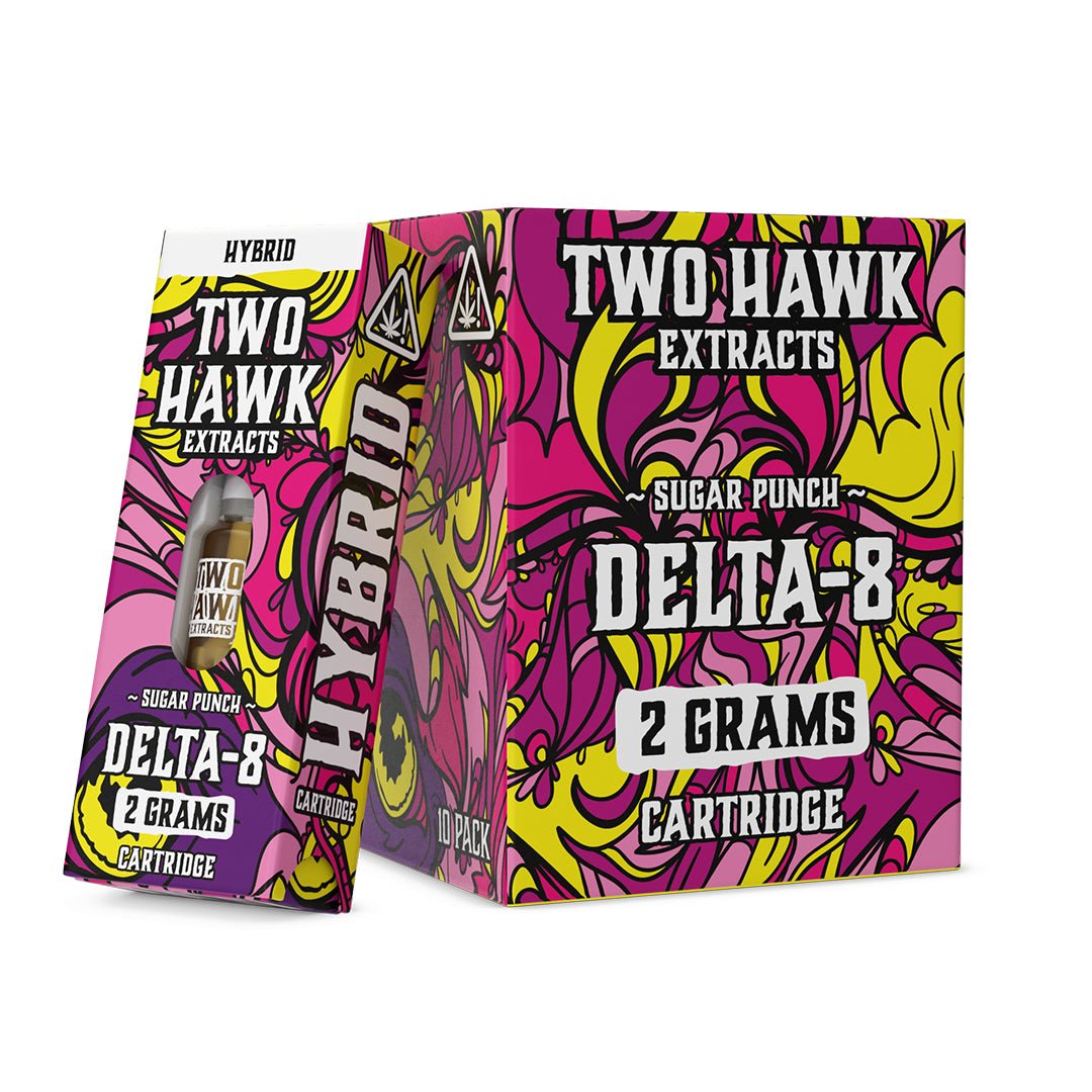 Delta-8 - Sugar Punch (sativa hybrid) - 2 GRAM - Cartridge single box and 10 pack - Two Hawk Extracts