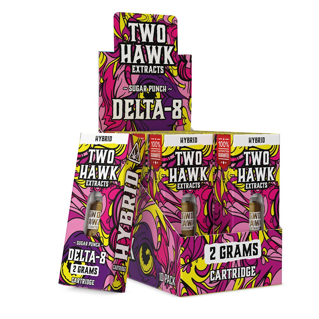 Delta-8 - Sugar Punch (sativa hybrid) - 2 GRAM - Cartridge Single and open 10 pack - Two Hawk Extracts