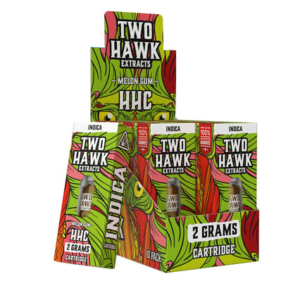 HHC - Melon Gum (indica hybrid) - 2 GRAM - Cart Single box & open 10 pack - Two Hawk Extracts